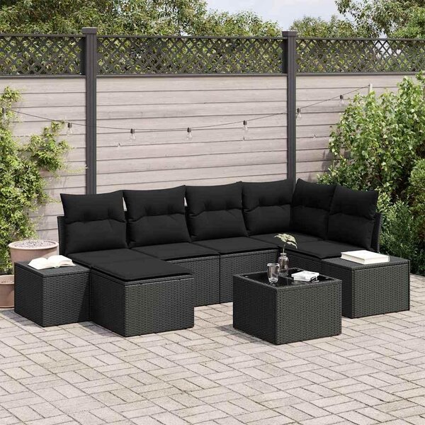 Maison Exclusive - Záhradná súprava s vankúmi 7 ks ierna Poly-rattan