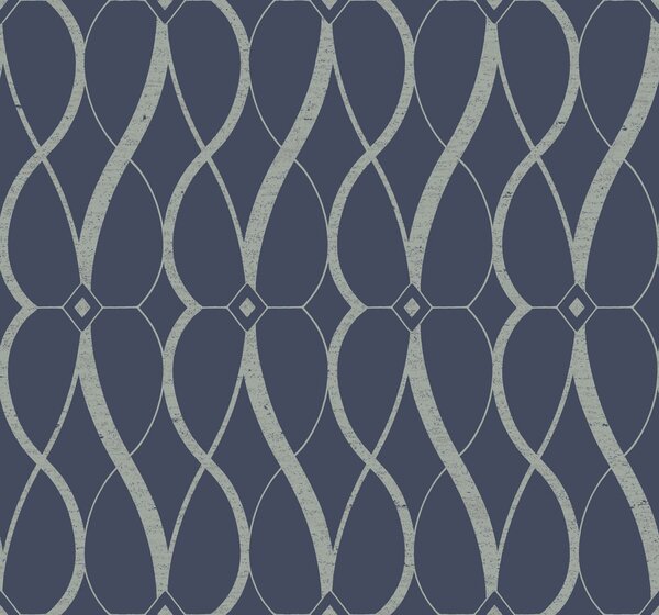 Modro-strieborná geometrická vliesová tapeta, MD7174, Modern Metals, York