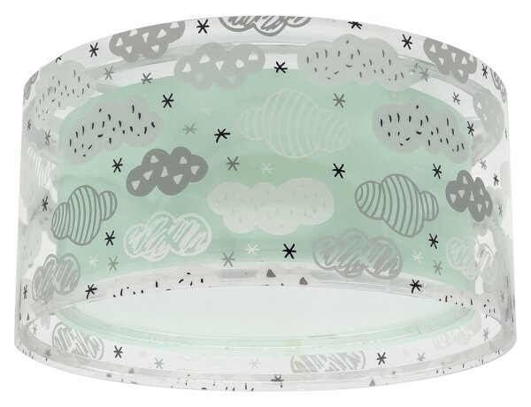 Dalber 41416H - Detské stropné svietidlo CLOUDS 2xE27/60W/230V zelená