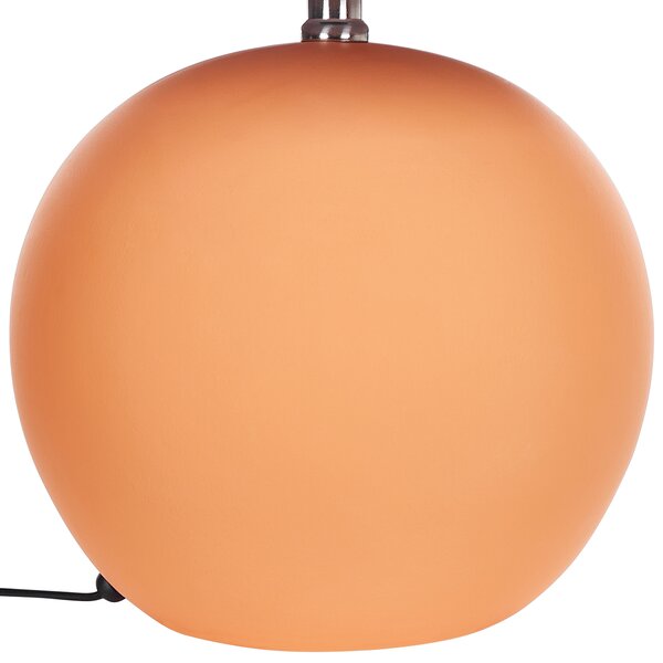Stolná lampa oranžový keramický podstavec hnedé látkové ľanové tienidlo 41 cm nočná lampa tradičný štýl spálňa