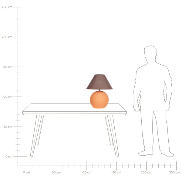 Stolná lampa oranžový keramický podstavec hnedé látkové ľanové tienidlo 41 cm nočná lampa tradičný štýl spálňa