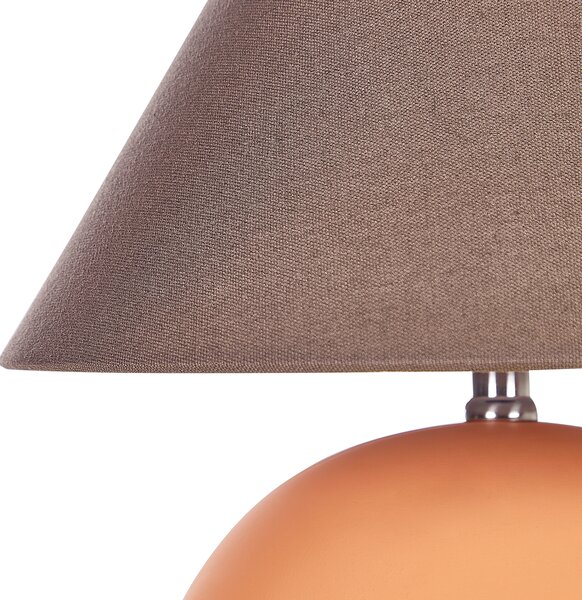 Stolná lampa oranžový keramický podstavec hnedé látkové ľanové tienidlo 41 cm nočná lampa tradičný štýl spálňa