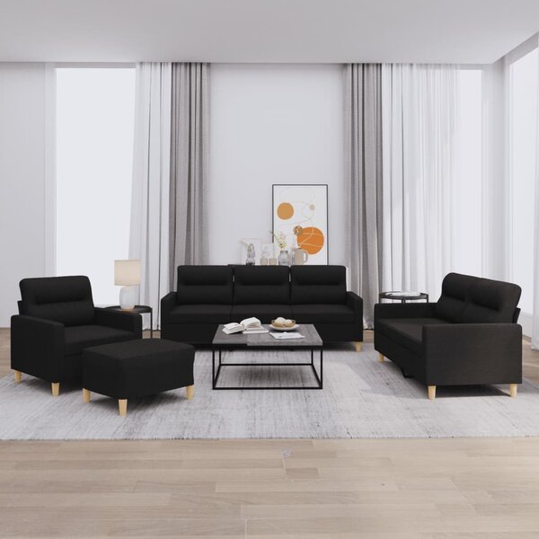 Maison Exclusive – 4-dielna sedacia súprava s vankúšmi, čierna látka