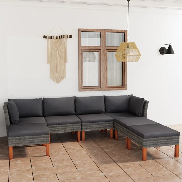 Maison Exclusive – 7-dielna záhradná súprava s vankúmi Poly Rattan Grey