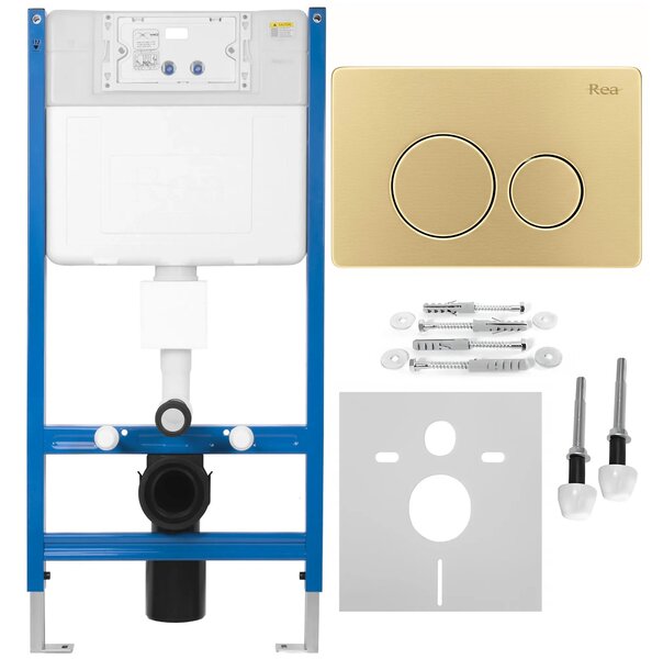 Podomietkový WC systém K011A-Q + tlačidlá I Brush Gold