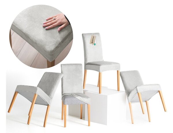 Svetlosivé napínacie poťahy v súprave 4 ks na stoličku 48 cm Sento – Restilo
