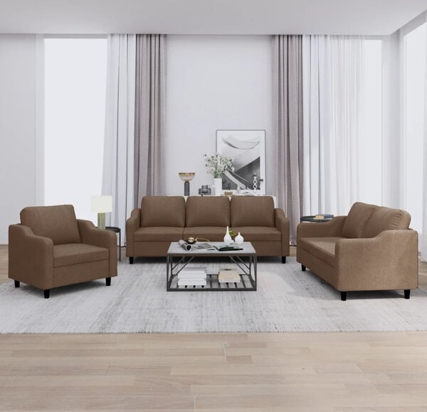 Maison Exclusive – 3-dielna sedacia súprava s vankúšmi, hnedá látka