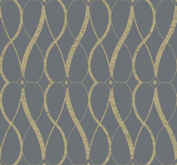 Sivo-zlatá geometrická vliesová tapeta, MD7176, Modern Metals, York