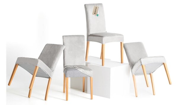 Svetlosivé napínacie poťahy v súprave 4 ks na stoličku 48 cm Sento – Restilo