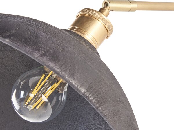 Nástenná lampa čierna a mosadz mangové drevo kužeľové tienidlo spálňa obývacia izba rustikálny moderný dizajn závesné svetlo