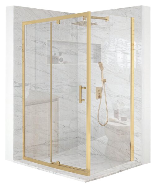 Sprchový kút 90x80cm otoné dvere zlaté ESG 6mm sklo + povrchová úprava