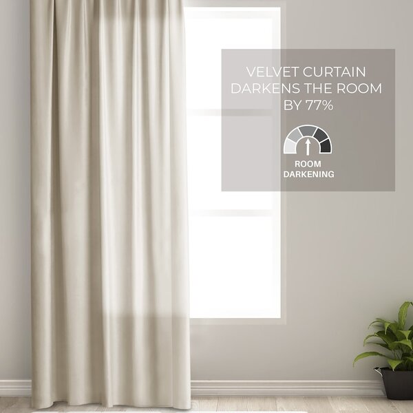 Záves AmeliaHome Velvet s multifunkčnou páskou svetlo béžový, veľkosť 140x270