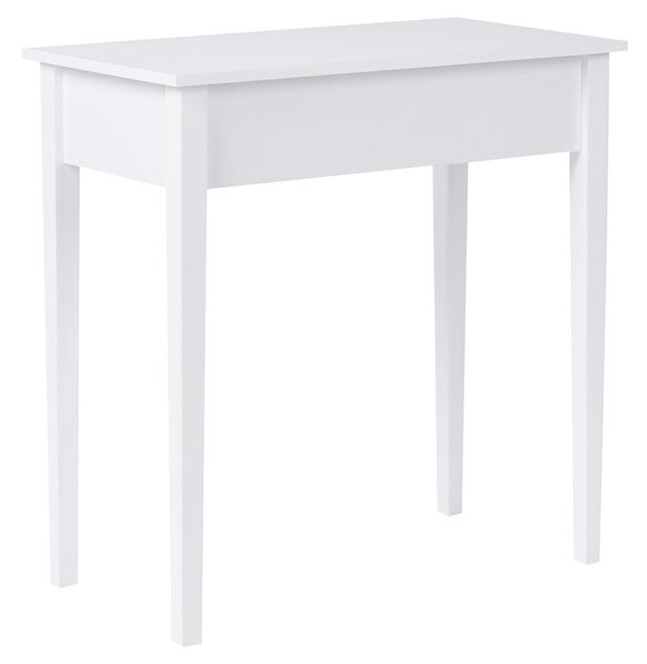 Konzolový stolík biely MDF drevené nohy 75 x 40 cm s 2 zásuvkami predsieň obývačka detská izby škandinávsky štýl
