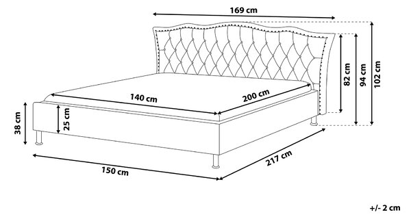 Posteľ biela umelá koža 140 x 200 cm prešívané čelo s gombíkmi moderný glamour štýl spálňa