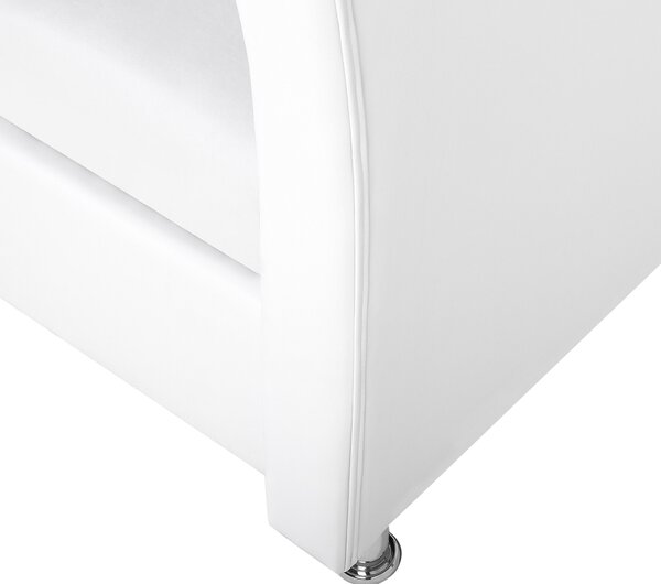 Posteľ biela umelá koža 140 x 200 cm prešívané čelo s gombíkmi moderný glamour štýl spálňa