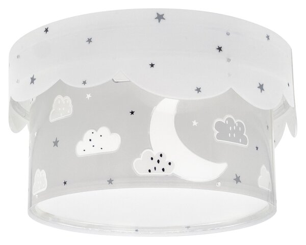 Dalber 61236E - Detské stropné svietidlo MOON 2xE27/60W/230V šedá