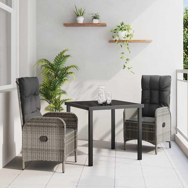 Maison Exclusive – Záhradná jedálenská súprava, 3 kusy, sivý polyratan