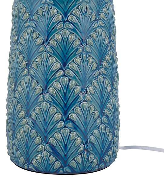 Stolná lampa morská modrá sivá keramický podstavec 55 cm vzor listov látkové tienidlo nočná lampa moderný tradičný štýl obývačka spálňa