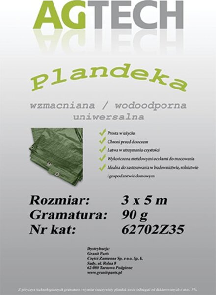 Univerzálna zelená plachta 3 m x 5 m PL 903/5