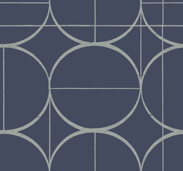 Modro-strieborná geometrická vliesová tapeta, MD7204, Modern Metals, York