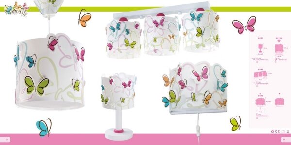 Dalber D-62143 - Detské stropné svietidlo BUTTERFLY 3xE27/60W/230V