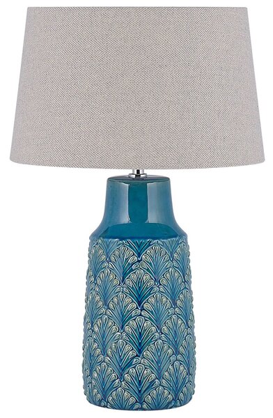 Stolná lampa morská modrá sivá keramický podstavec 55 cm vzor listov látkové tienidlo nočná lampa moderný tradičný štýl obývačka spálňa
