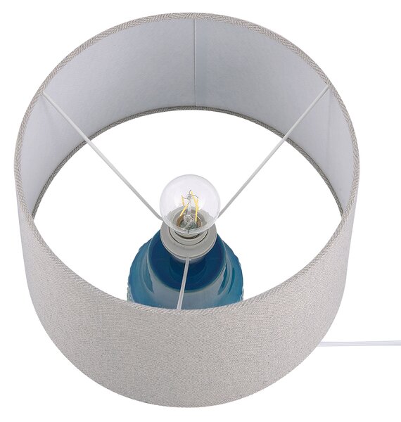 Stolná lampa morská modrá sivá keramický podstavec 55 cm vzor listov látkové tienidlo nočná lampa moderný tradičný štýl obývačka spálňa