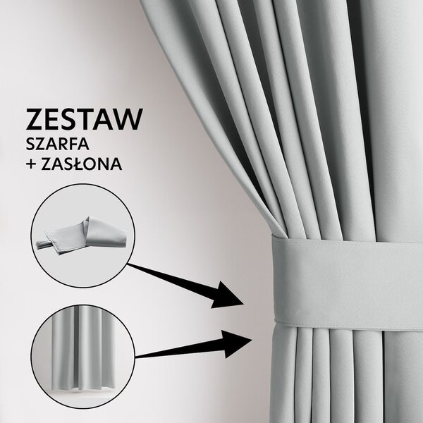 Záves AmeliaHome Blackout s multifunkčnou páskou svetlosivý, veľkosť 140x270