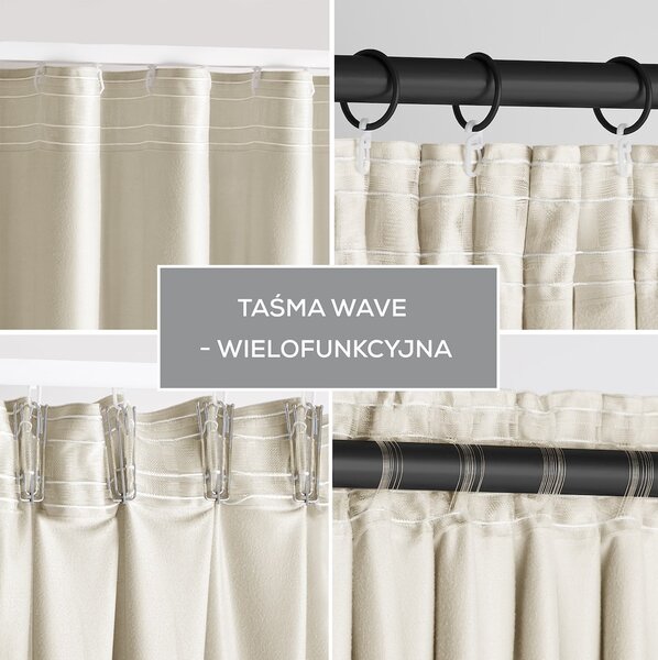 Záves AmeliaHome Velvet s multifunkčnou páskou svetlo béžový, veľkosť 140x270