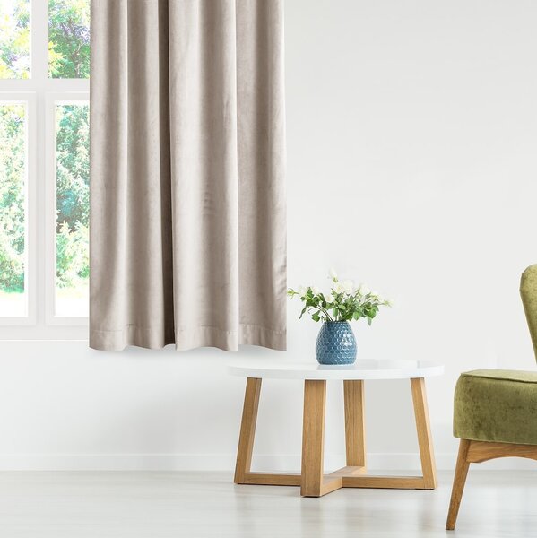 3kraft Záves AmeliaHome Velvet s multifunkčnou páskou pieskovo béžový, veľkosť 140x245