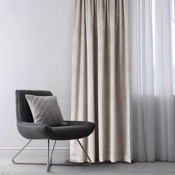 3kraft Záves AmeliaHome Velvet s multifunkčnou páskou pieskovo béžový, veľkosť 140x245