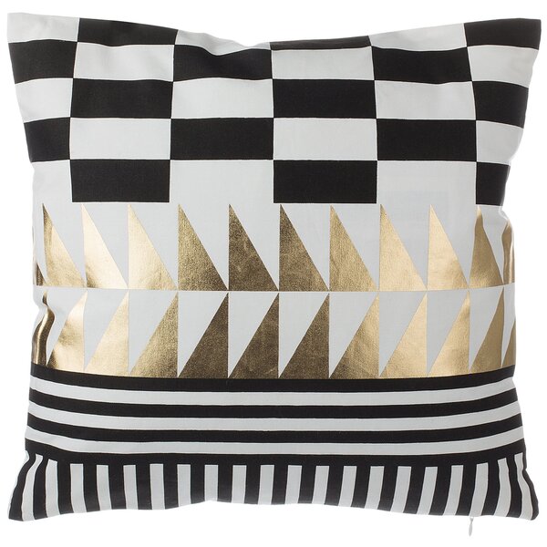 Sada 2 dekoratívnych vankúšov čierna biela zlatá bavlna 45 x 45 cm geometrický vzor glamour dizajn