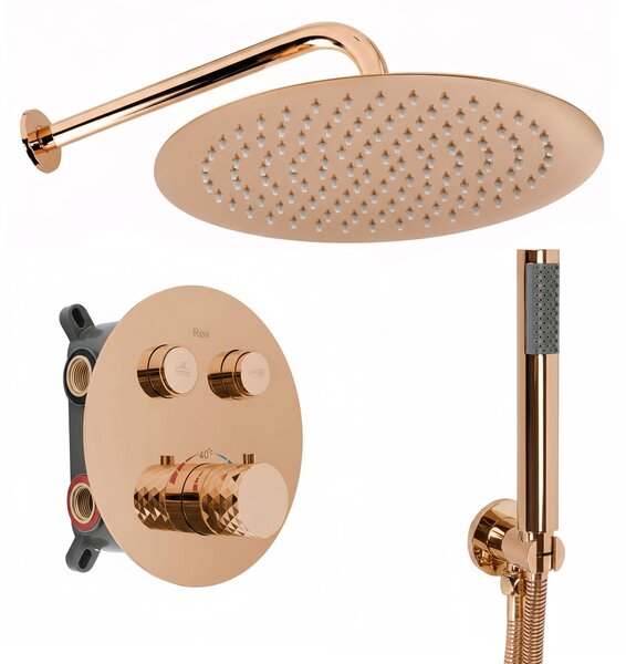 Rea Lungo Diamond, podomietková sprchová súprava + BOX, ružové zlato, REA-P6968