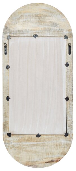 Nástenné zrkadlo krémová biela rám z mangového dreva 56 x 130 cm biely opotrebovaný vzhľad vintage štýl závesné dekorácie