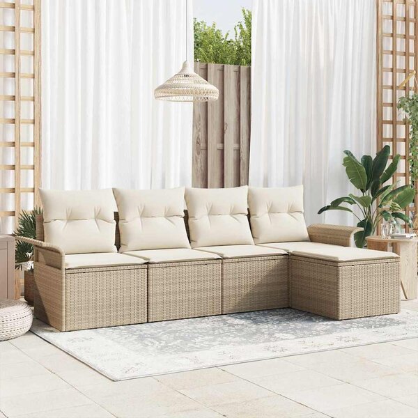 Maison Exclusive - Vonkajšia pohovka s vankúšom 5 pcs Béžová polyratan