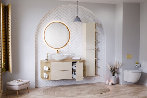 Comad Závěsná skříňka pod umyvadlo Dalia Cashmere Nordic s deskou 80 cm dub cremona/kašmírová