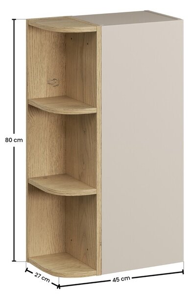Comad Závesná horná kúpeľňová skrinka Dalia Cashmere 45 cm kašmírová/dub cremona