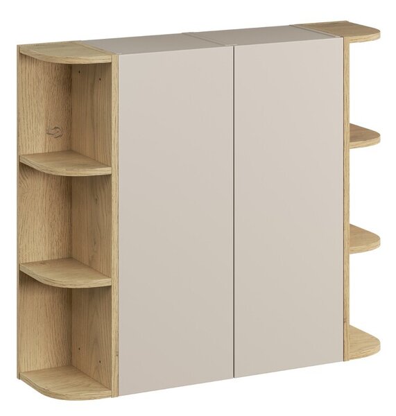 Comad Závesná horná vysoká kúpeľňová skrinka Dalia Cashmere 45 cm kašmírová/dub cremona