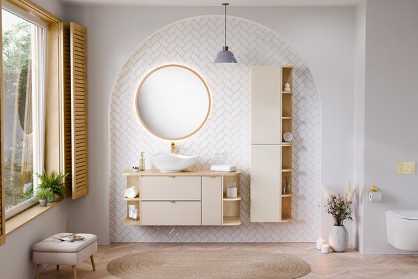 Comad Závěsná skříňka pod umyvadlo Dalia Cashmere Nordic s deskou 80 cm dub cremona/kašmírová
