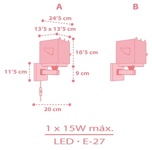 Dalber 64599 - Detské nástenné svietidlo LITTLE UNICORN 1xE27/15W/230V