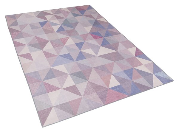 Koberec sivý a modrý 140 x 200 cm obdĺžnikový s geometrickým trojuholníkovým vzorom moderný