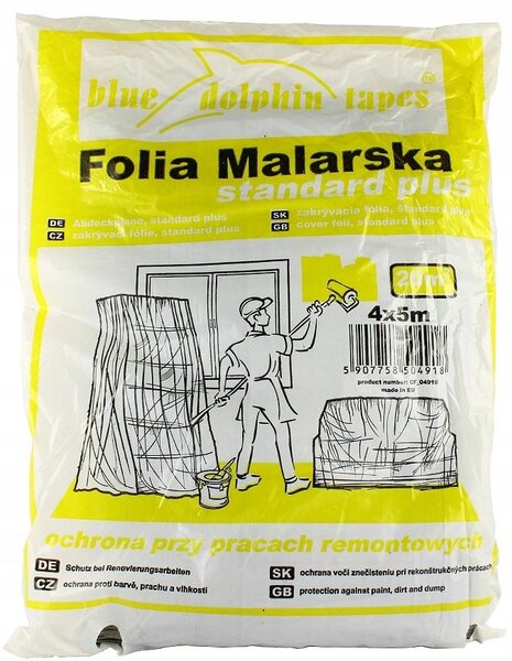 Maliarska plachta Ochranná plachta Univerzálna plachta Stavebná plachta 4 m x 5 m Standard Plus 10 my