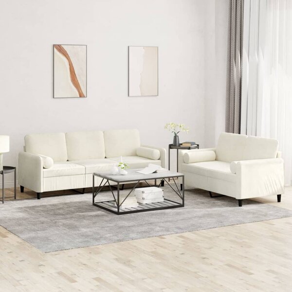 Maison Exclusive – 2-dielna sedacia súprava s vankúšmi, krémový zamat