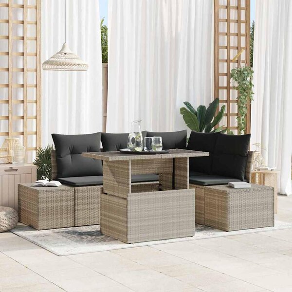 Maison Exclusive - Záhradný nábytok s vankúmi 5 ks Svetloedý Poly-rattan