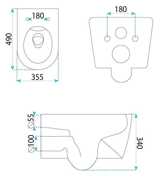 Závesná WC misa Rea Gustavo Rimless