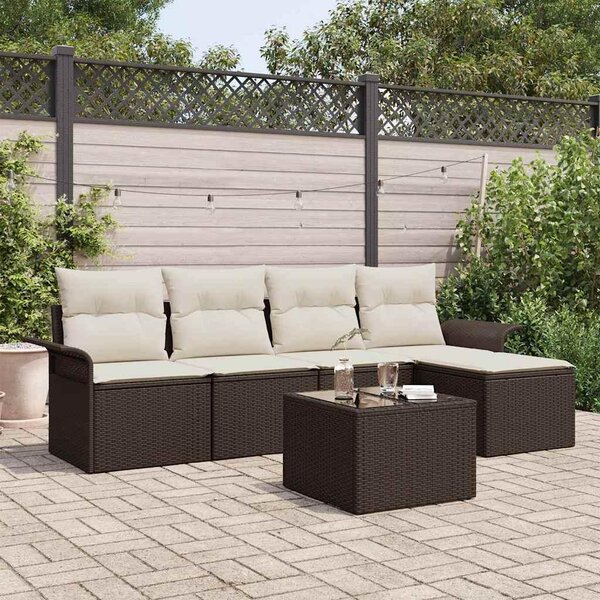 Maison Exclusive - Vonkajšia pohovka s vankúšom 6 pcs Hnedá polyratan