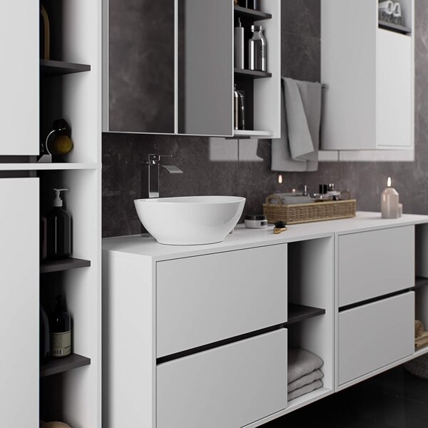 Ak furniture Závesná skrinka pod umývadlo VAMI 90 cm biela/grafitová