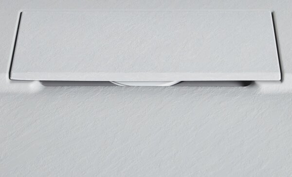 Sprchová vanička s odtokom sivá SMC 80 x 100 x 3 cm obdĺžnikový tvar efekt prírodného kameňa minimalistický štýl kúpeľňa