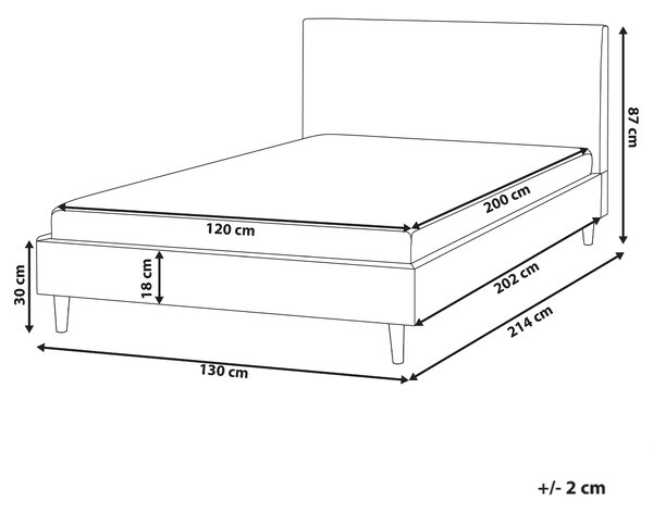 Posteľ svetlosivá látková čalúnená 120 x 200 cm rám postele s roštom moderný dizajn