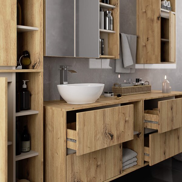 Ak furniture Závesná kúpeľňová skrinka VAMI 50 cm dub artisan/kašmírová